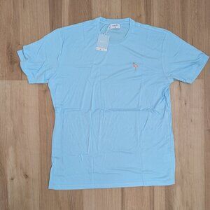 NWT Eubi premier Bamboo Short Sleeve T-Shirt Baby Blue with Flamingo XXL